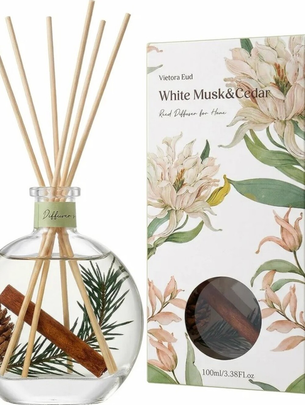 Cedar Wood & White Musk Essential Oil Reed Diffuser for Home & Office